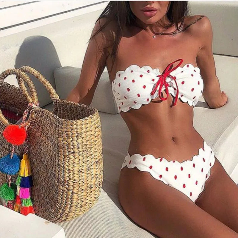 Witte Polkadot Bikini - Lola