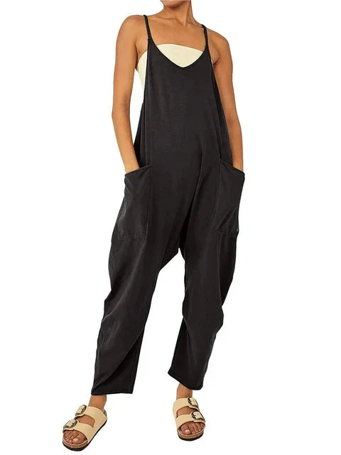 Irene - Zwart Zomerse Lange Jumpsuit