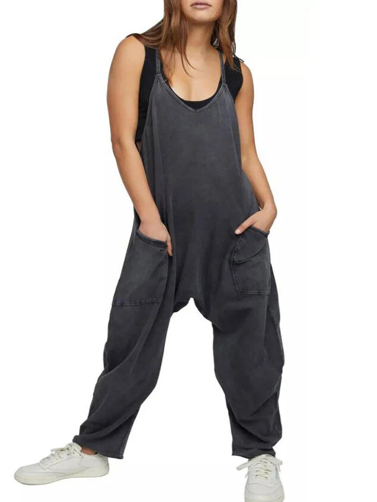 Irene - Zwart Zomerse Lange Jumpsuit