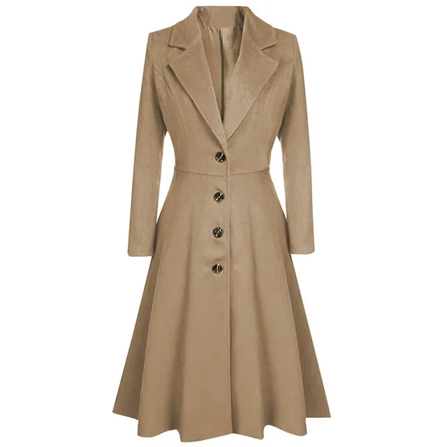 Elegante Wollen Charme: Dames Herfst-Winter Casual Jas -  Puur Wol, Tijdloze Stijl