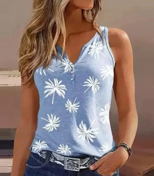 Ava - Groene Bloemenprint Tanktop