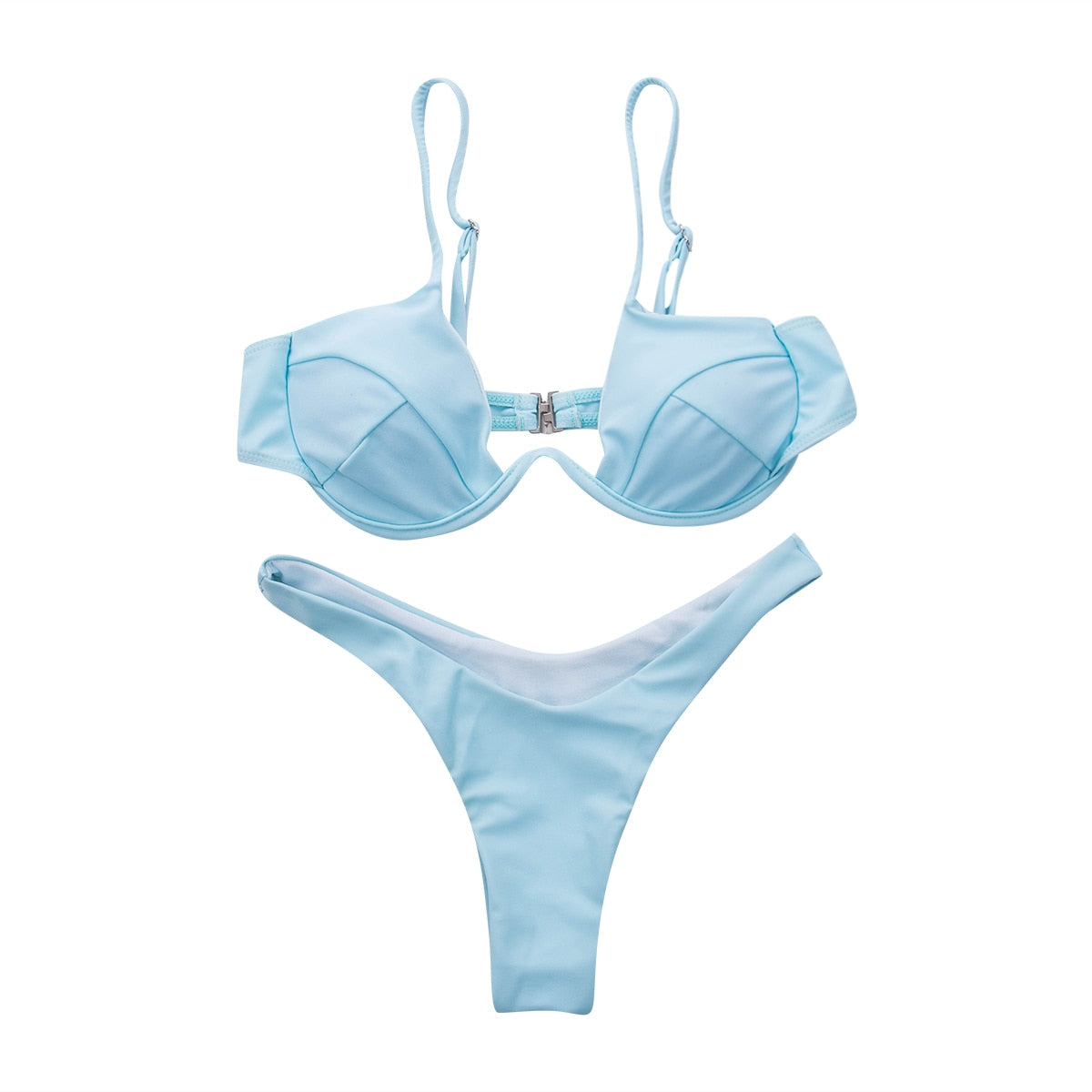 Maya - Blauwe Bandage Braziliaanse Bikini Zonder Vulling