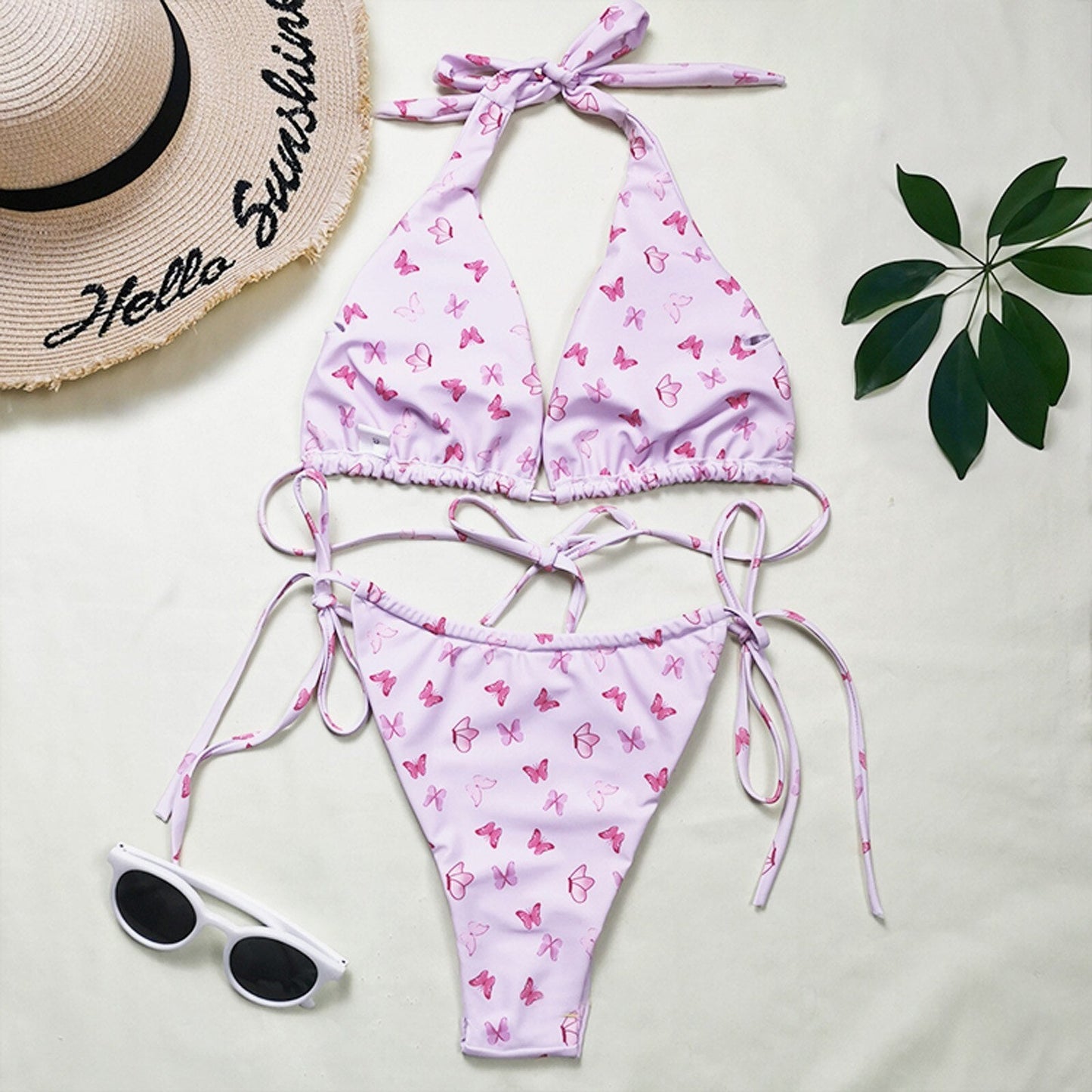 Lena - Gele Micro Bikini Set met Print