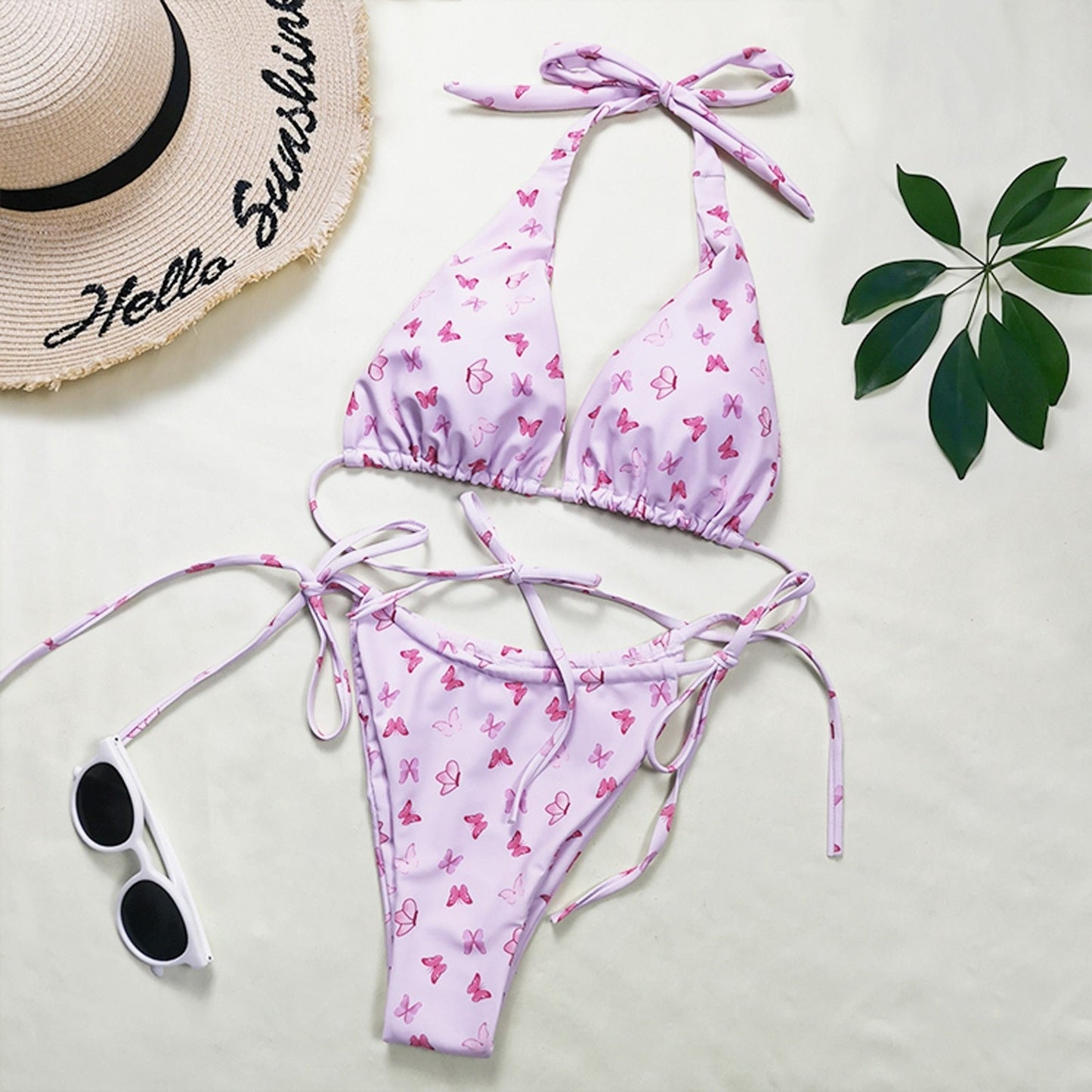 Lena - Gele Micro Bikini Set met Print