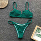 Lola - Geel Luipaard Thong Bikini Set met V-Hals