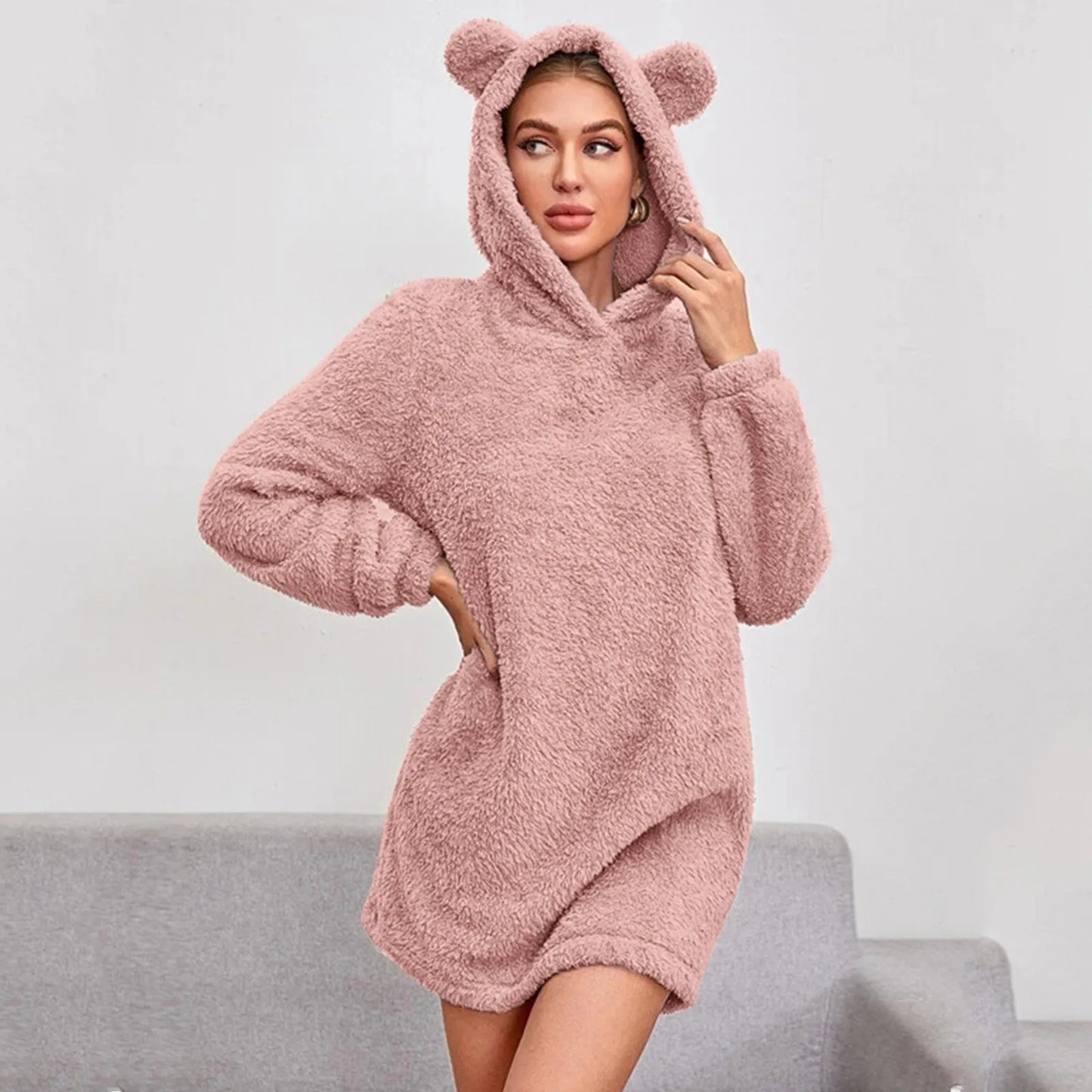 Teddy Omhelzing Hoodie: Knusse Fleece Warmte met Speelse Oren