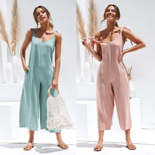 Ivy - Legergroene Mouwloze Jumpsuit