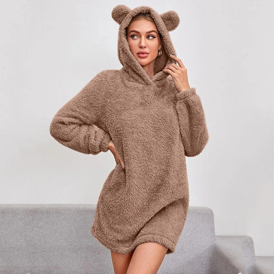 Teddy Omhelzing Hoodie: Knusse Fleece Warmte met Speelse Oren