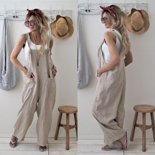 Claire - Zwarte Katoen-Linnen Jumpsuit met Zakken