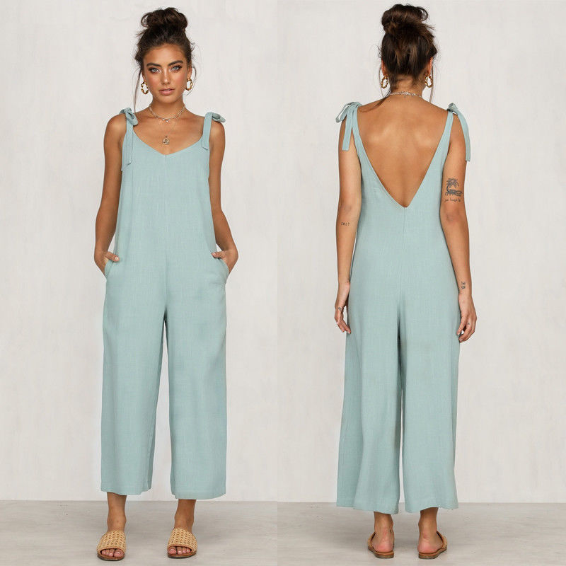 Ivy - Legergroene Mouwloze Jumpsuit