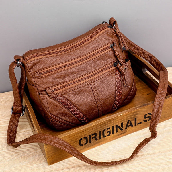 Luxe Vintage Lederen Tas - Elegant Getextureerd, Modieus en Ruim