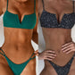 Lola - Geel Luipaard Thong Bikini Set met V-Hals