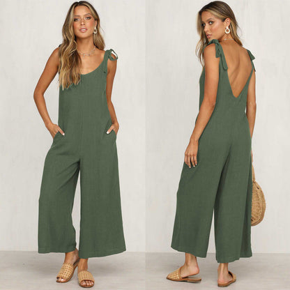 Ivy - Legergroene Mouwloze Jumpsuit