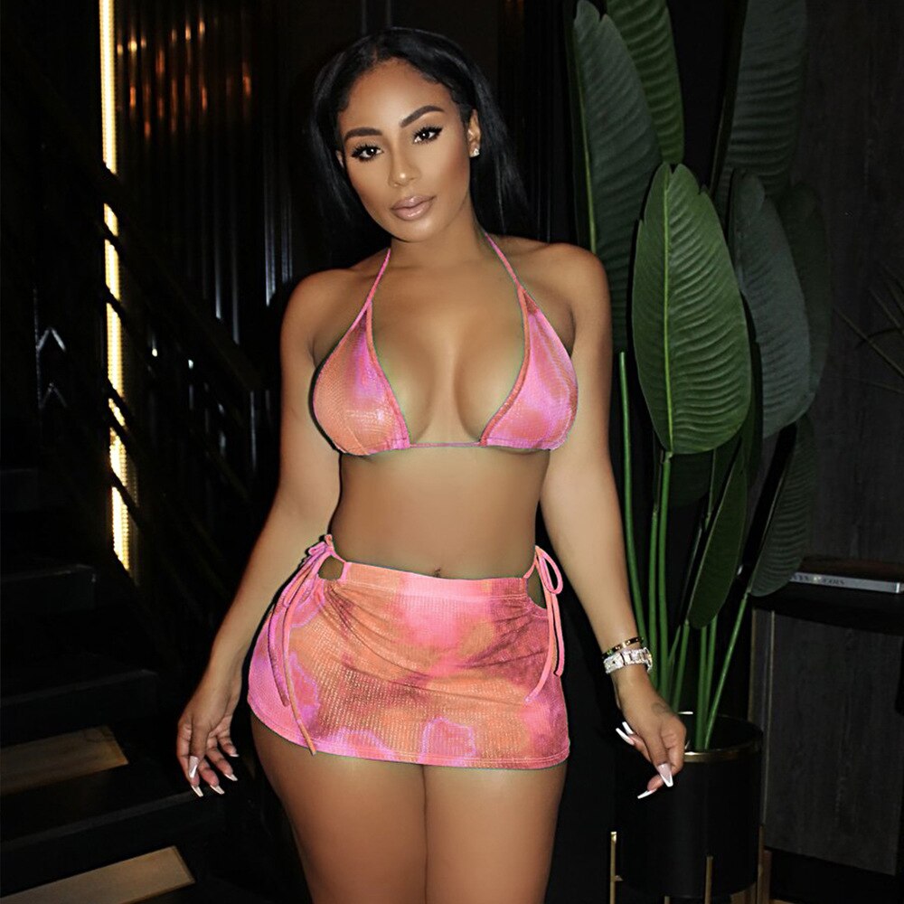 Fleur - Roze Halter Bikini en Rok Set