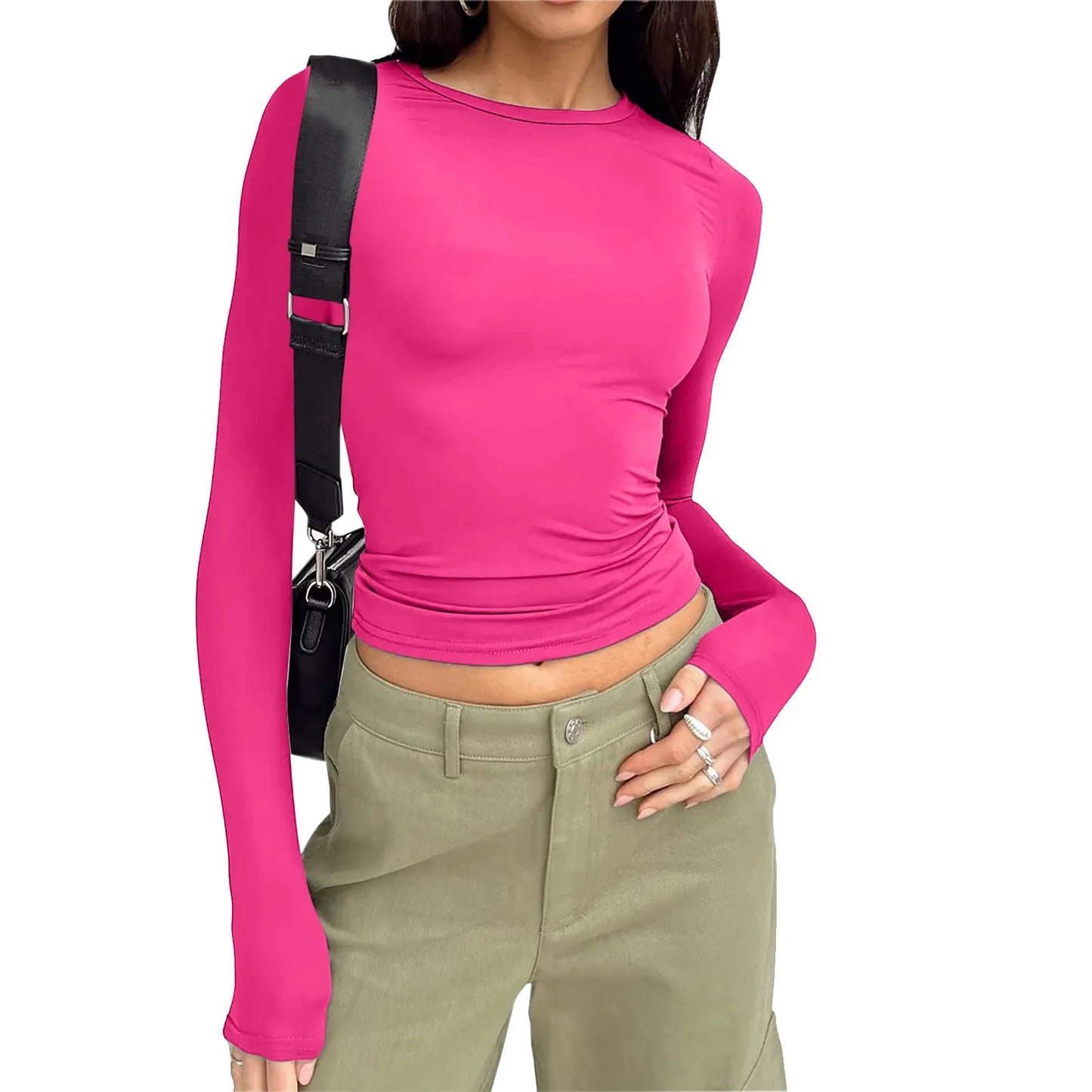 Retha - Hot-Pink Slim Fit Mesh T-shirt