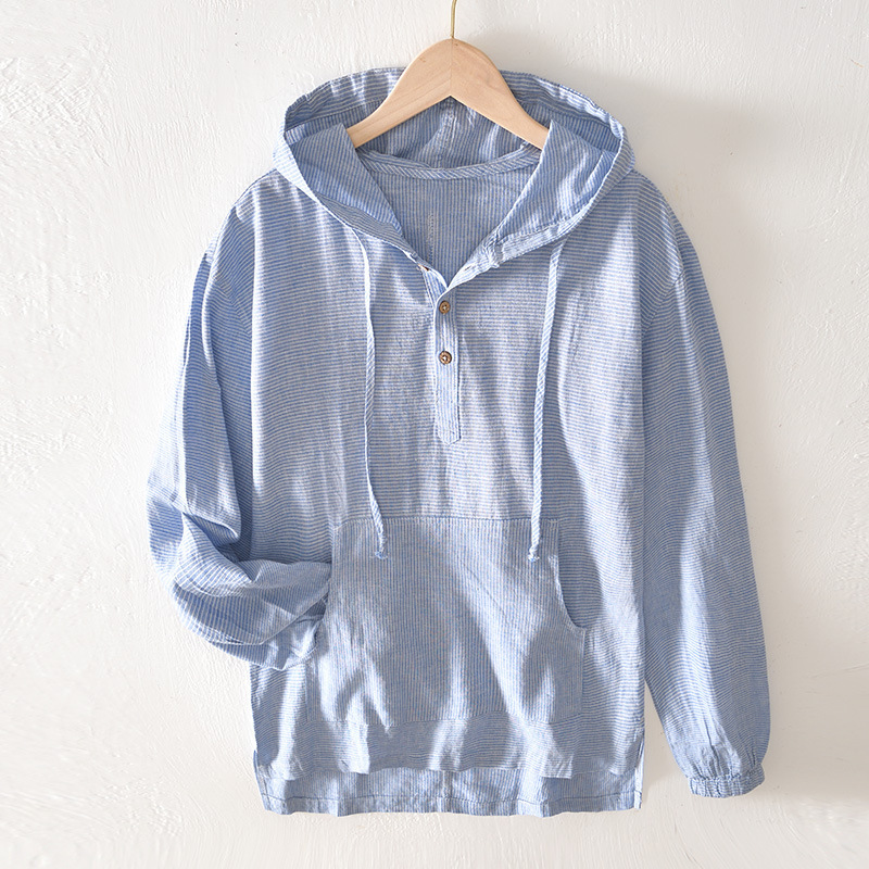 Blauwe Linnen Hoodie - Liam