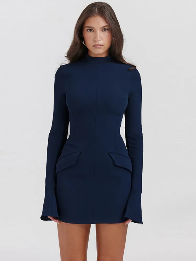 Blauw Elegant Luxe Jurk - Olivia