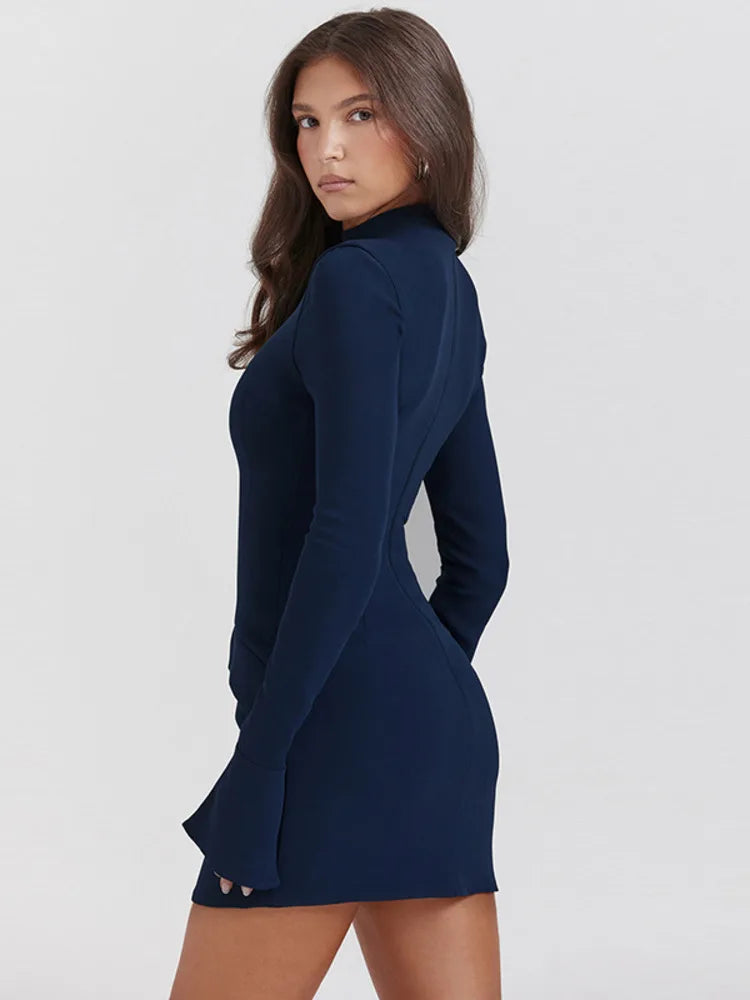 Blauw Elegant Luxe Jurk - Olivia