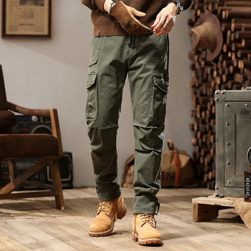 Joaquim - Zwarte Slim-Fit Militaire Cargo Broek