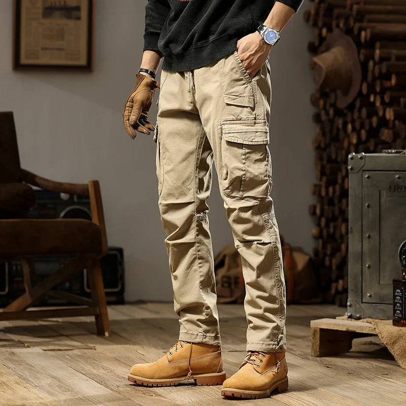 Joaquim - Zwarte Slim-Fit Militaire Cargo Broek