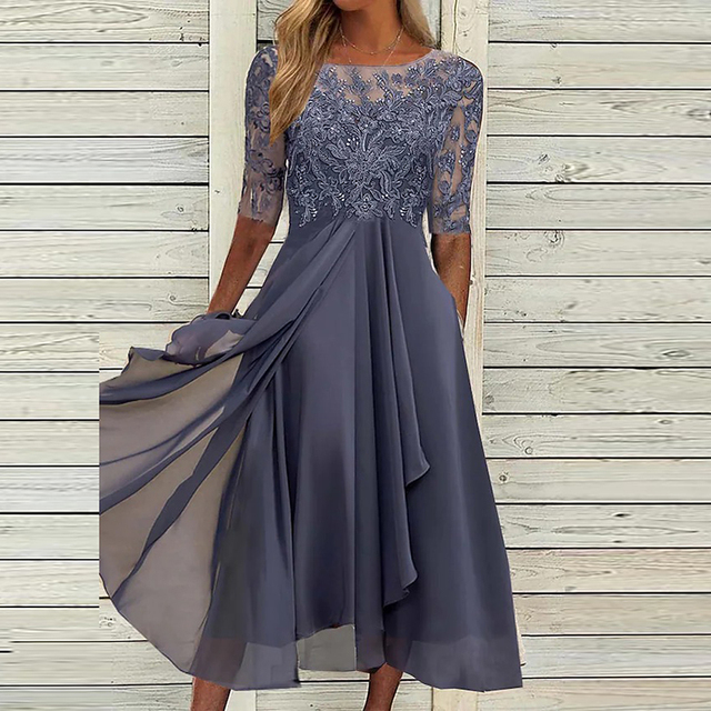 Donkerblauw Chic Zomerkleed - Alyshia