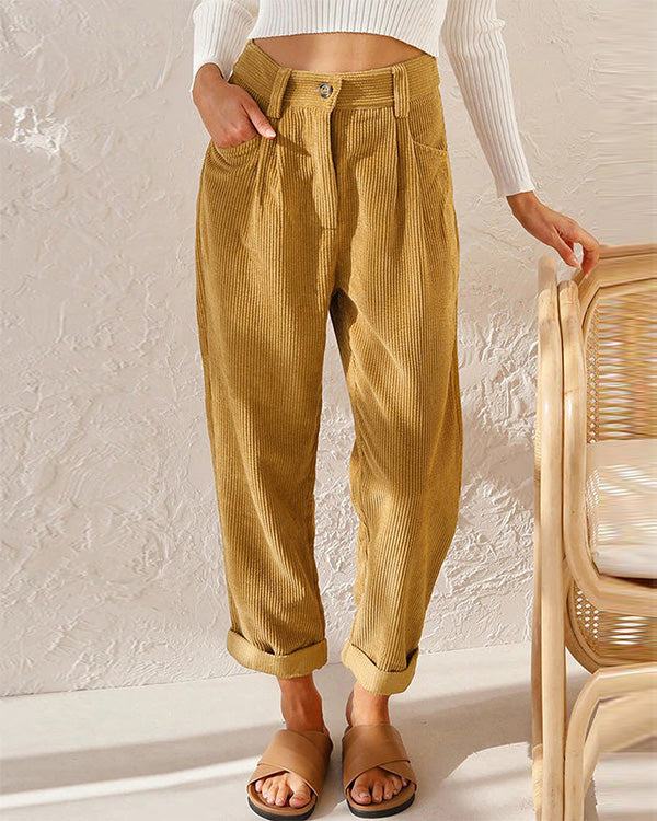 Khaki Corduroy Broek - Sofie