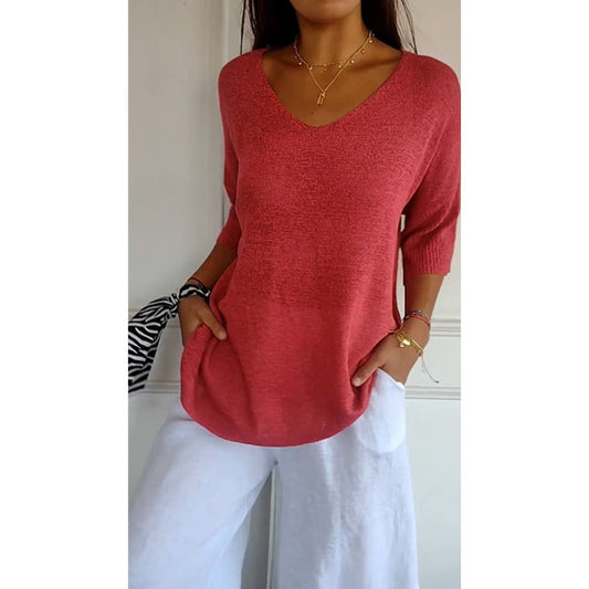 Chic Comfort: Ronde Hals & Lange Mouw Top