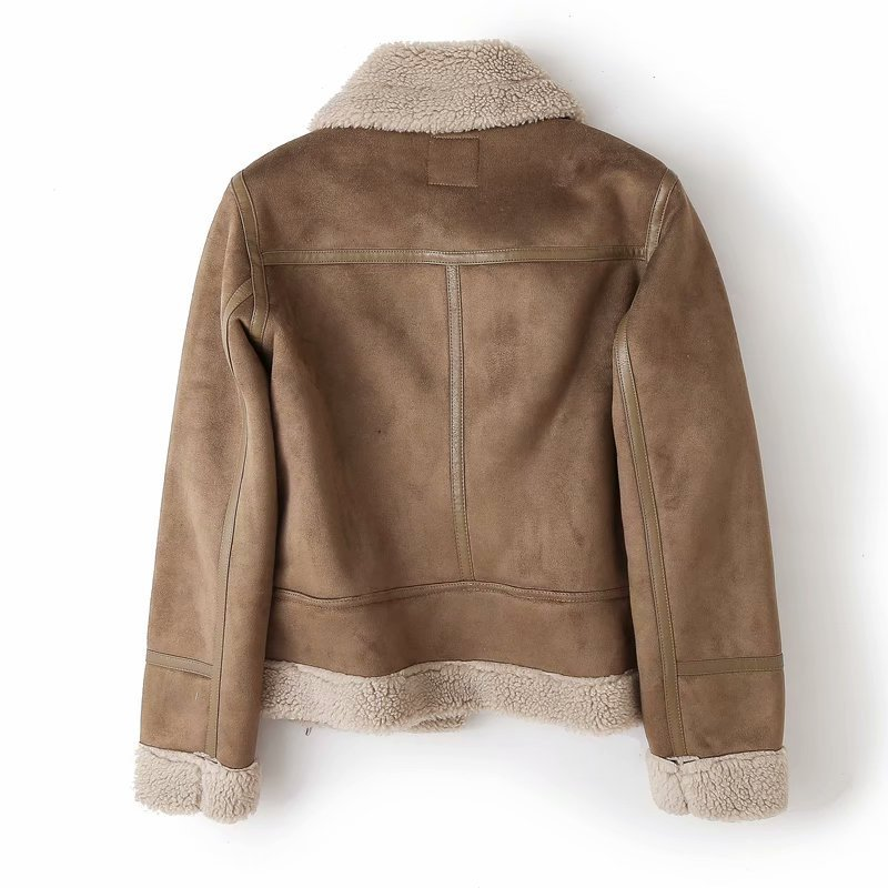 Luxe Sherpa-Gevoerde Leren Bomber: Lilian-Thouram's Gezellige Chic