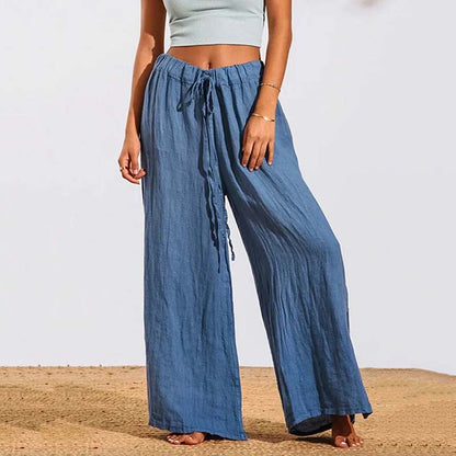 Allen - Casual Blauwe Wide Leg Broek