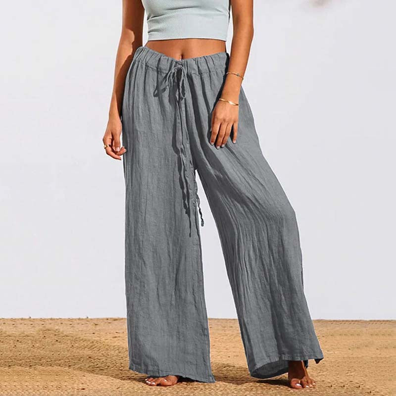 Allen - Casual Blauwe Wide Leg Broek