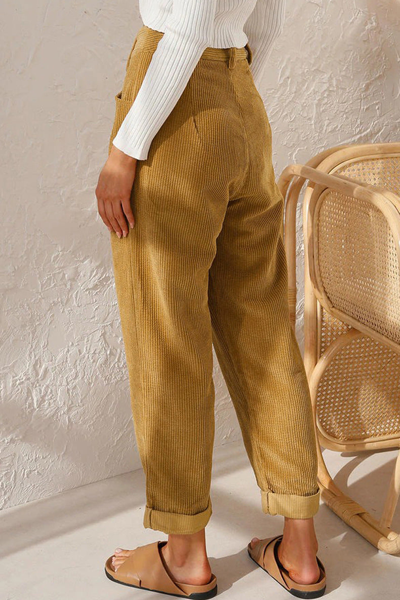 Khaki Corduroy Broek - Sofie