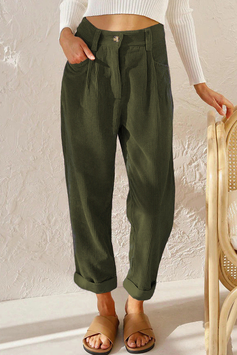 Khaki Corduroy Broek - Sofie