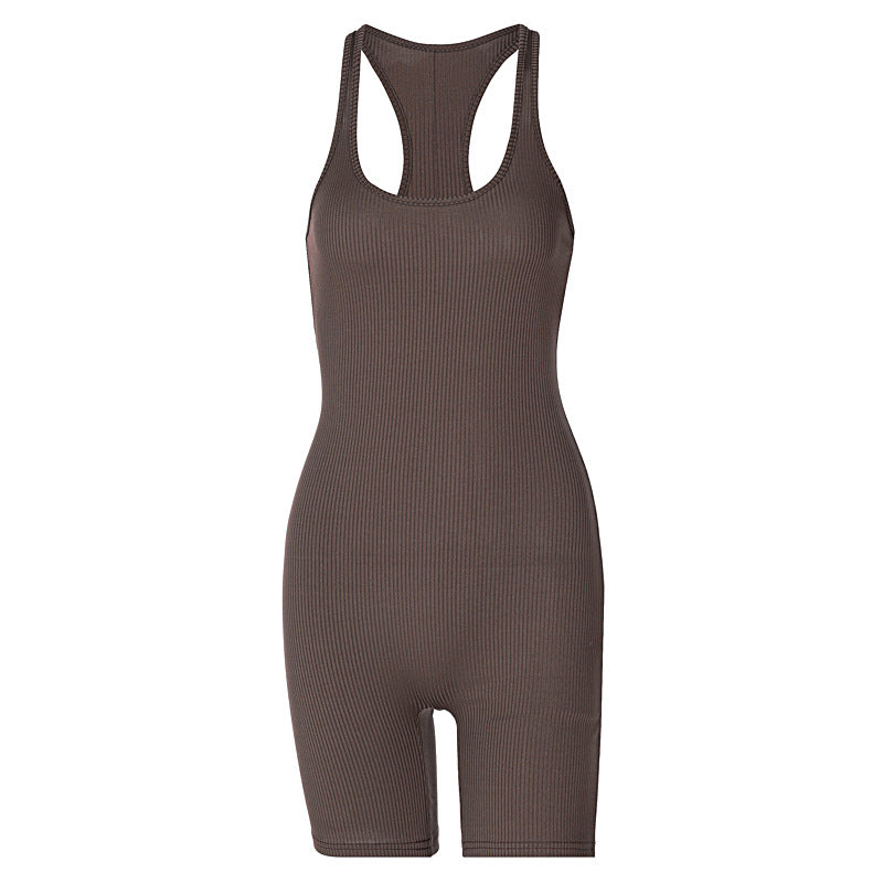 Lily - Zwarte Gebreide Sportieve Yoga Jumpsuit