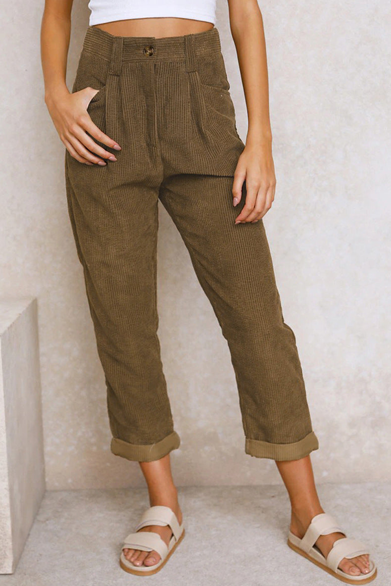 Khaki Corduroy Broek - Sofie