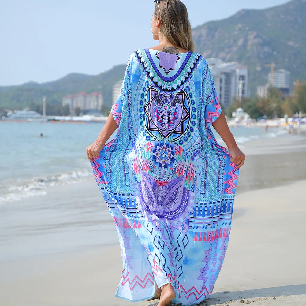 Blauwe Boho Kaftan - Layla