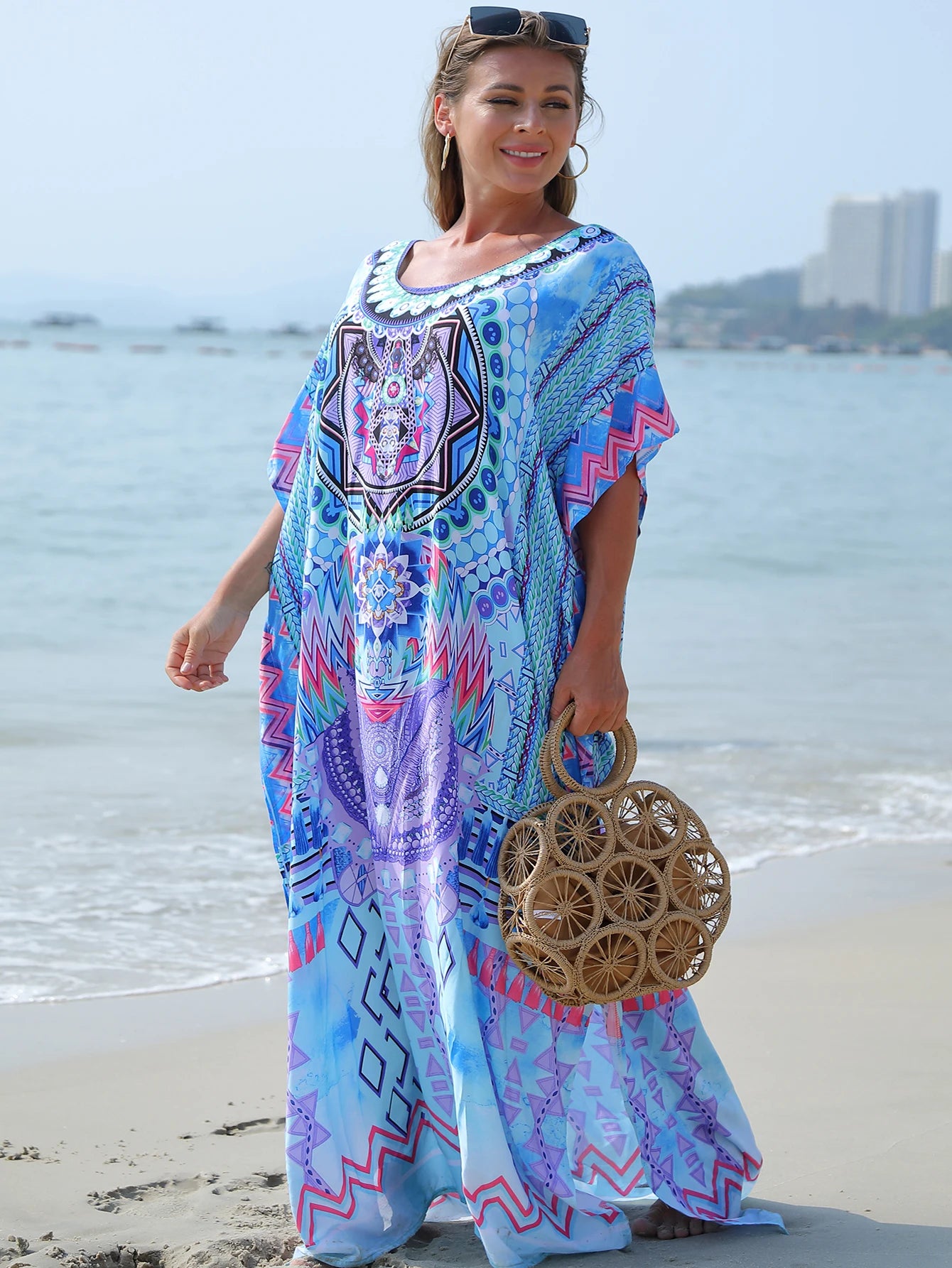 Blauwe Boho Kaftan - Layla