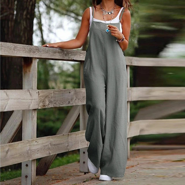 Claire - Zwarte Linnen Oversized Jumpsuit