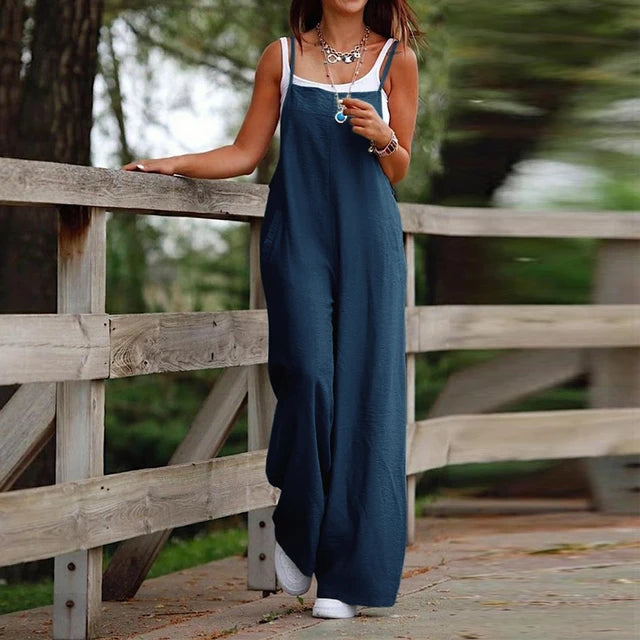 Claire - Zwarte Linnen Oversized Jumpsuit