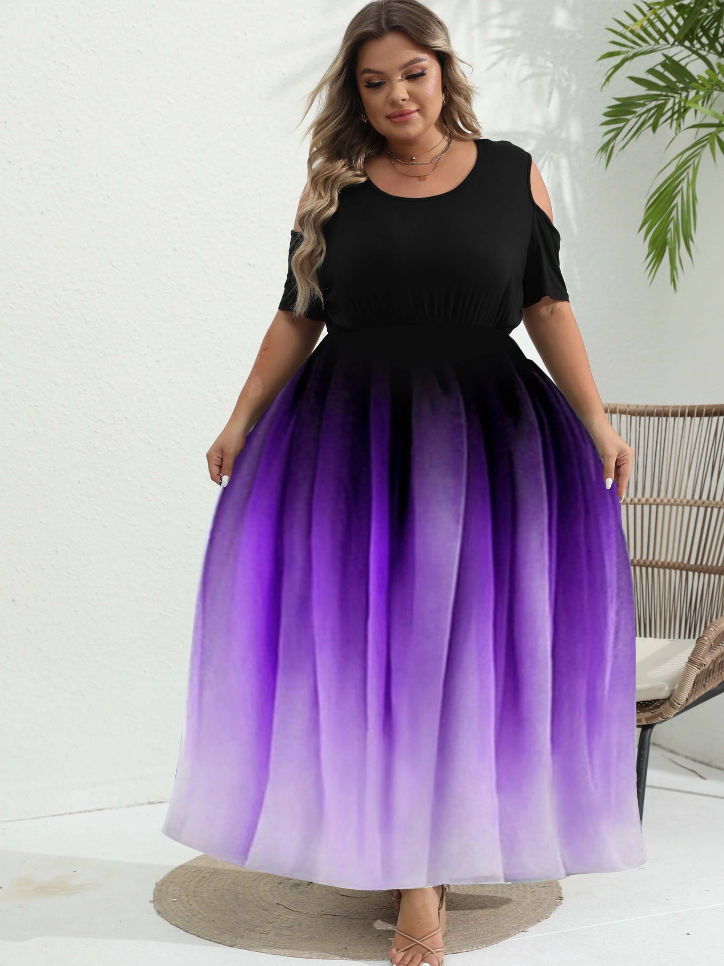 Paarse Plus Size Zomerjurk - Lexi