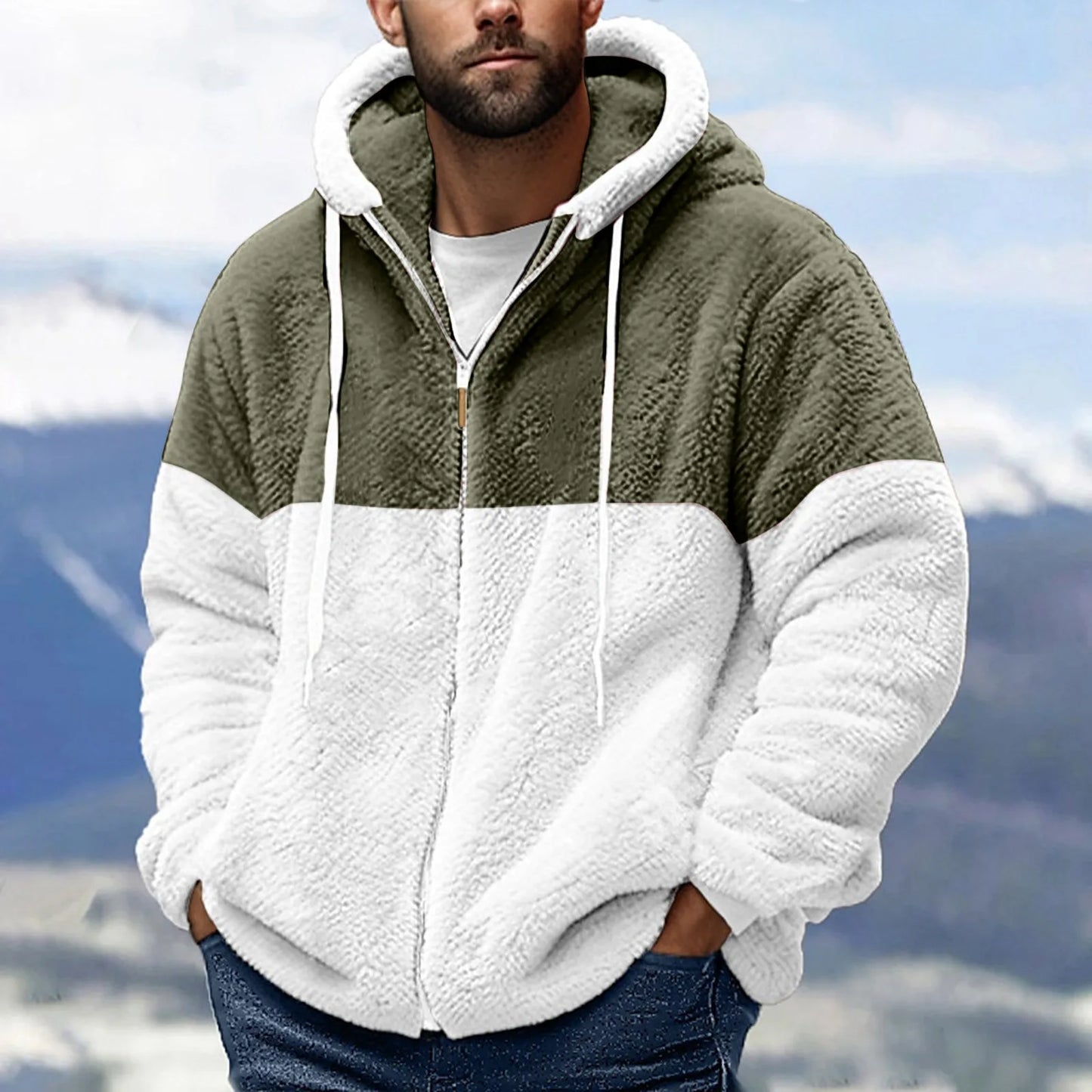 UrbanEdge Sherpa-Gevoerde Rits Hoodie – Strak Zwart & Grijs, Straatslim