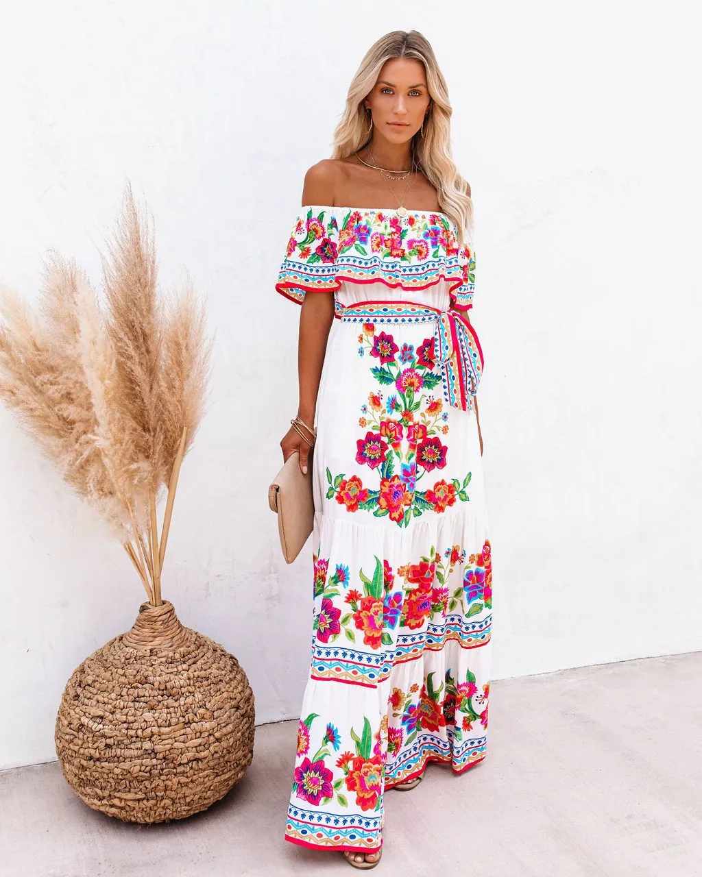 Vanna - Witte Boho Strand Maxi Jurk