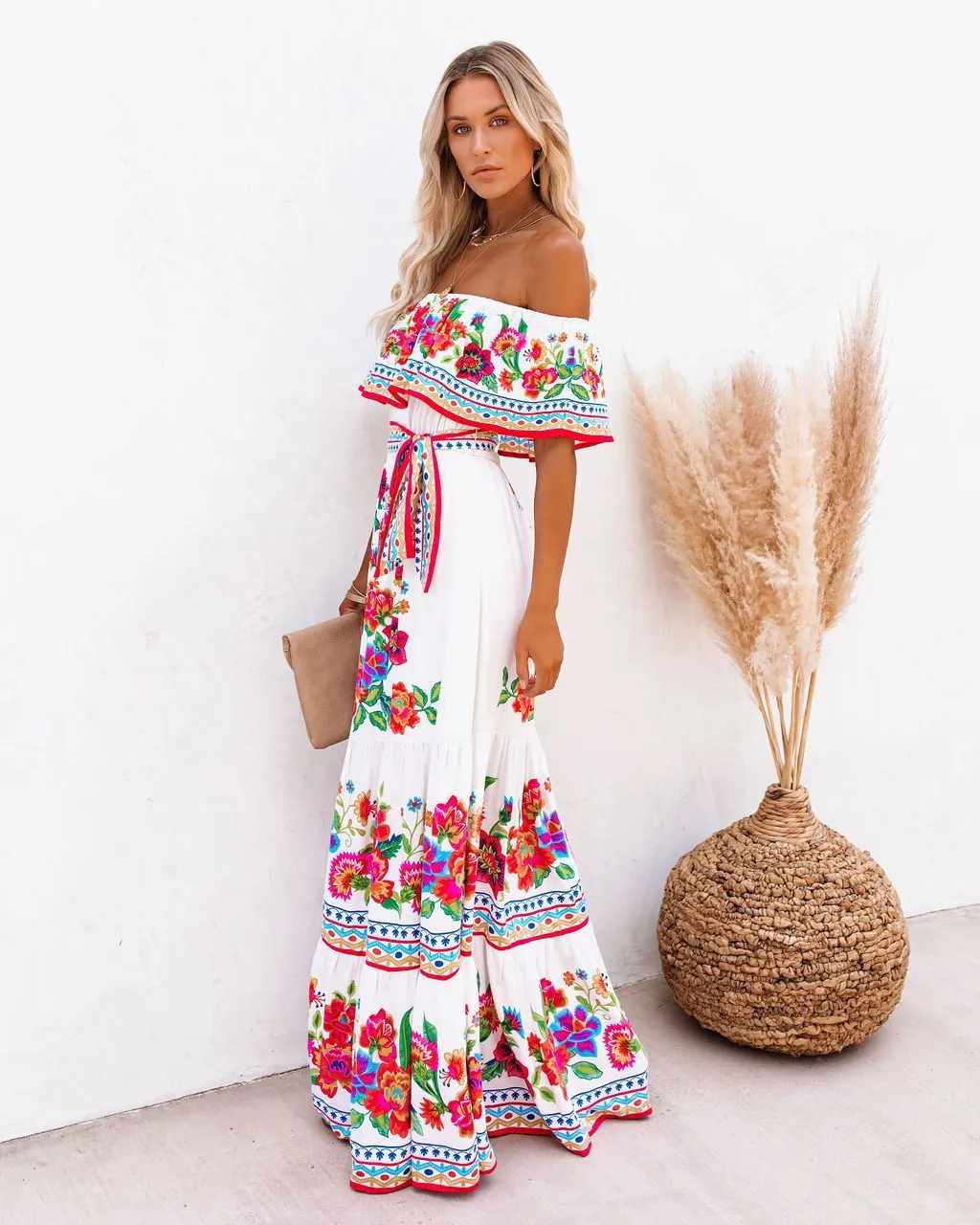 Vanna - Witte Boho Strand Maxi Jurk