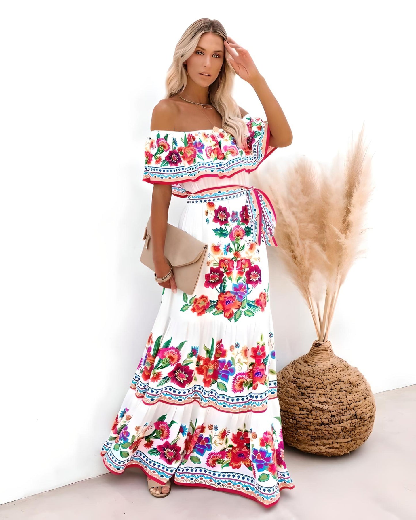 Vanna - Witte Boho Strand Maxi Jurk