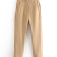 Elegante Polyester Broek met Stretch en Knoopsluiting