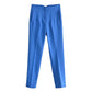 Elegante Polyester Broek met Stretch en Knoopsluiting