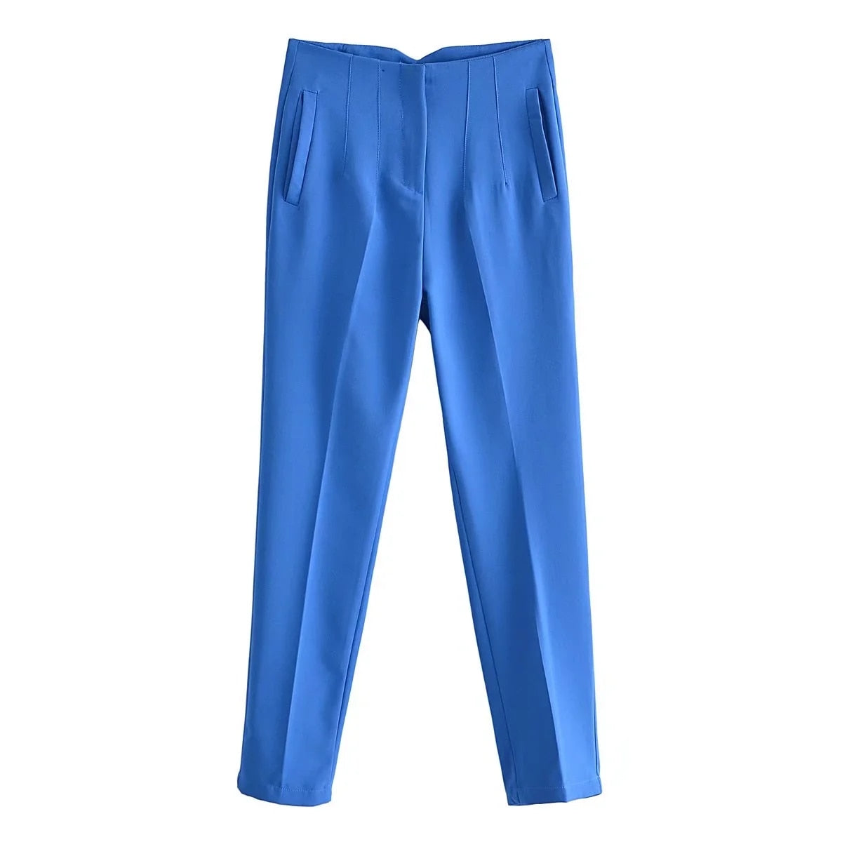 Elegante Polyester Broek met Stretch en Knoopsluiting