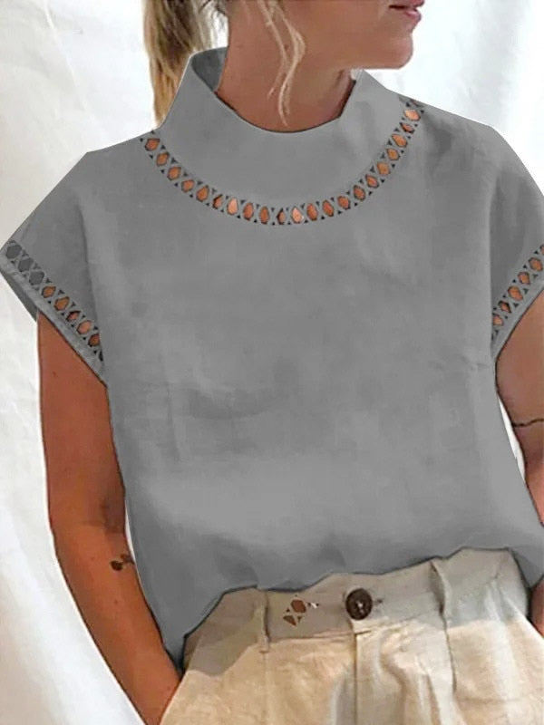 Chic Linnen-Katoen Casual Top: Losvallend & Comfortabel