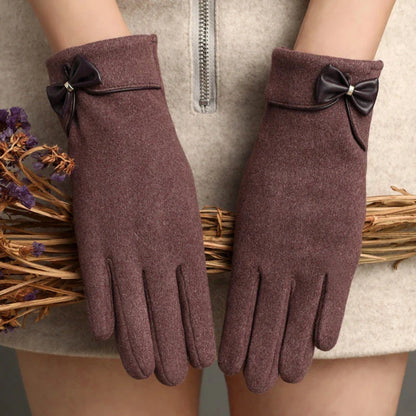 Belle Fleur Elegance: Touchscreen-Vriendelijke Winterhandschoenen met Charmant Strikdetail