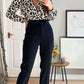 Elegante Polyester Broek met Stretch en Knoopsluiting