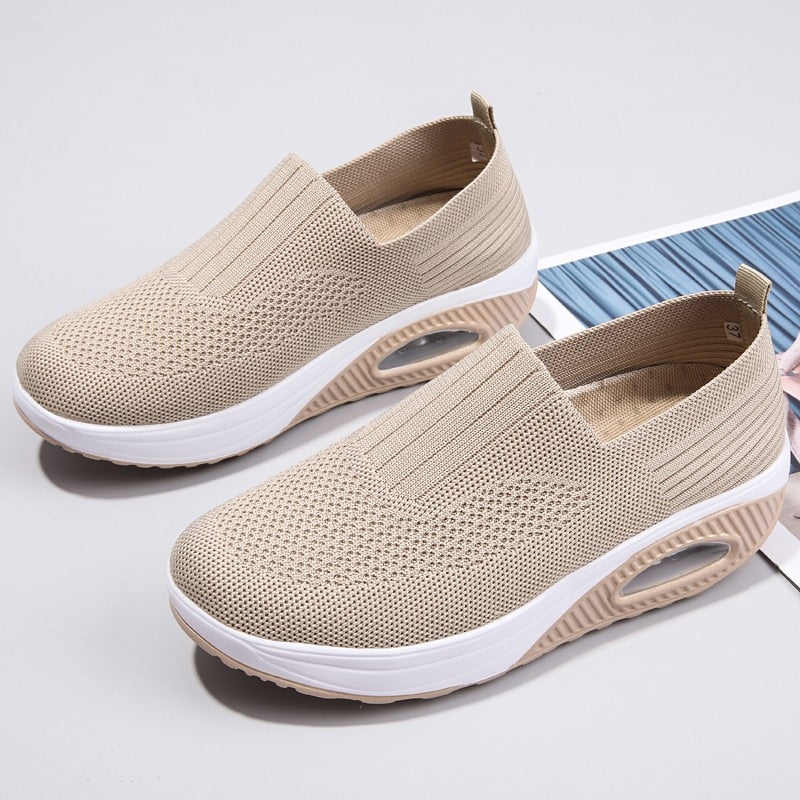 Cecile - Beige Mesh Sportieve Sneakers